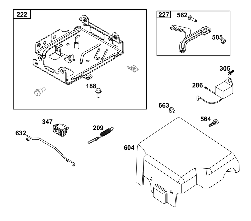 Controls Group Diagram and Parts List for 12L232-0009-H8 100000 - 19Z999 Briggs and Stratton Engine